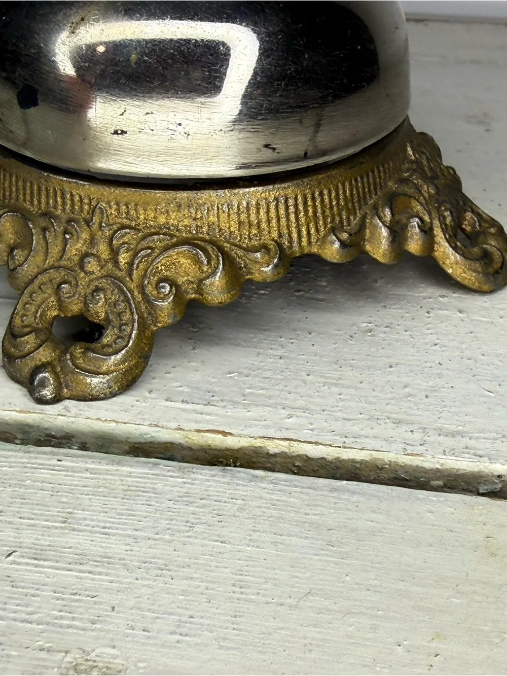 Vintage Decorative Service Bell in Silver and Gold Tone